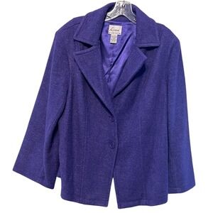 Linea by Louis‎ Dell’Olio Purple Wool Blend Blazer Career Office Plus Size 1X